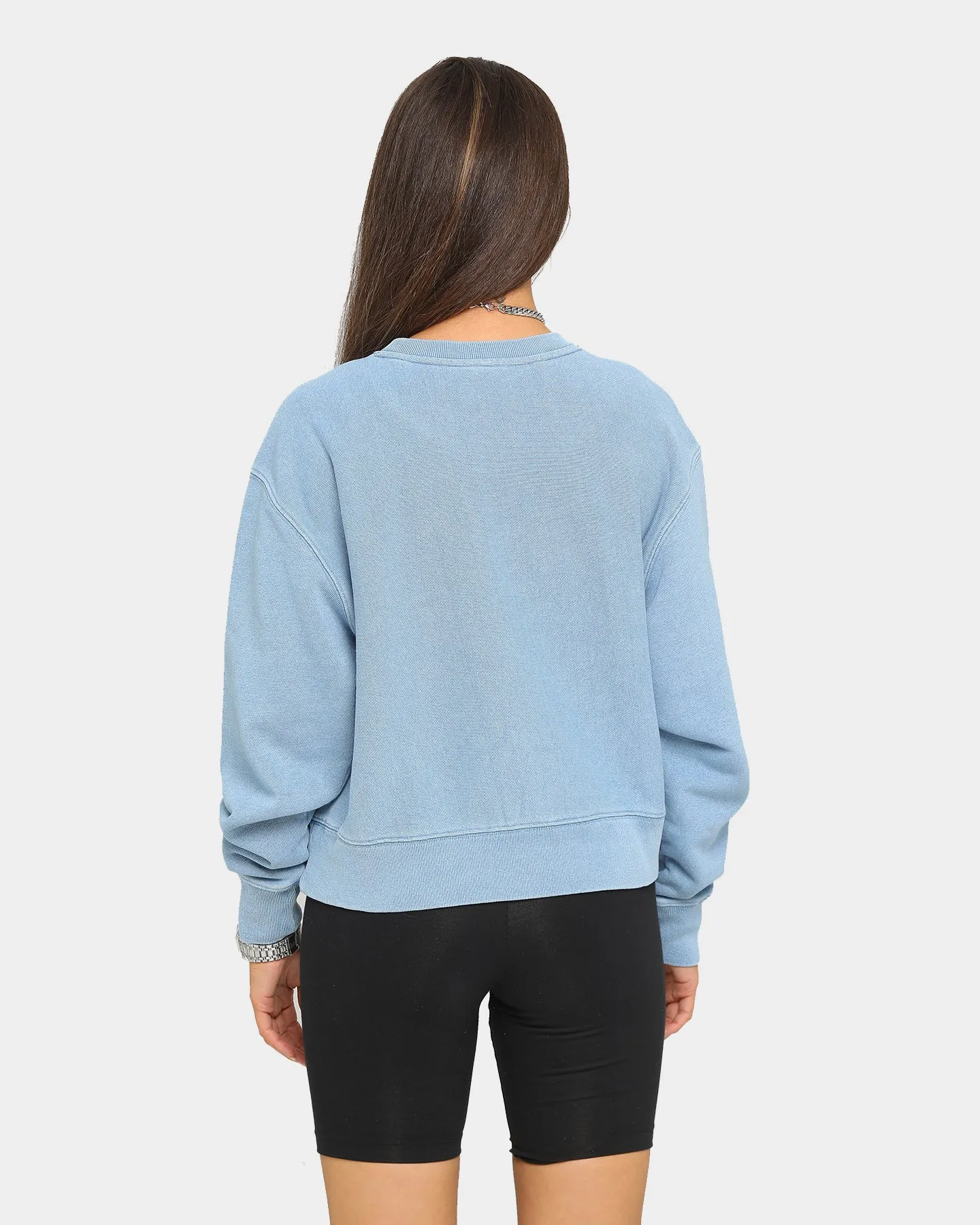 Champion Women's Rev Weave Rebound BF Crewneck Chambray Washed