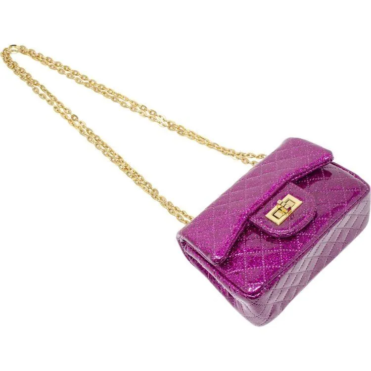 Classic Quilted Sparkle Mini Purse - Hot Pink