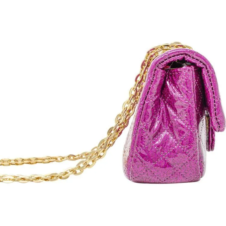 Classic Quilted Sparkle Mini Purse - Hot Pink