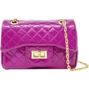 Classic Quilted Sparkle Mini Purse - Hot Pink