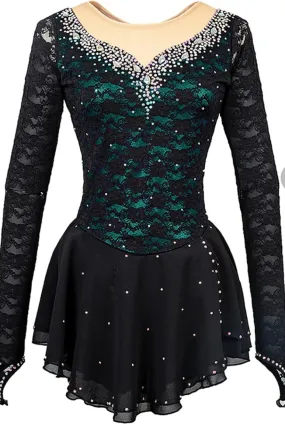 Competition Skating Dress Black Lace Over Color BSU05112.1