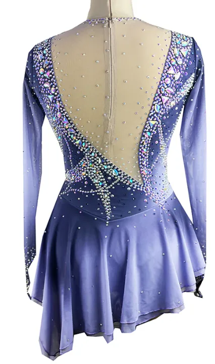 Competition Skating Dress Grey Lilac Ombre Asymmetrical BSU130665