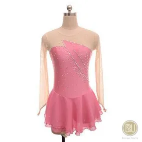 Competition Skating Dress Soft Pink & Many Other Color Nude Mesh Sleeves