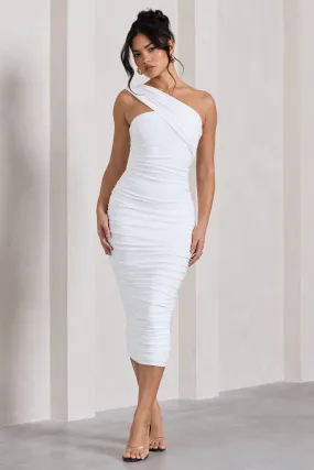 Contour | White One Shoulder Bodycon Midi Dress