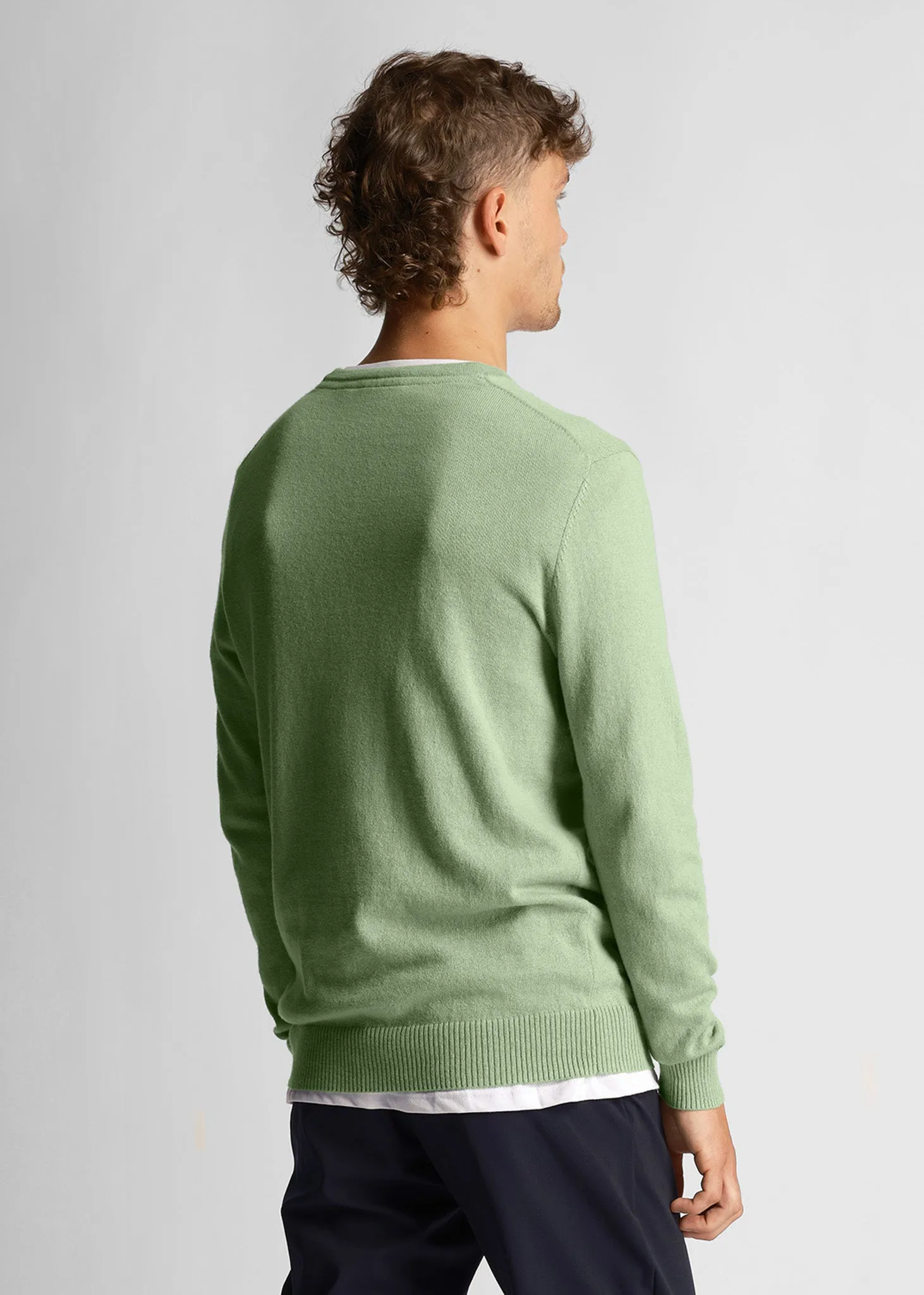 Cotton merino crew jumper - glencoe green