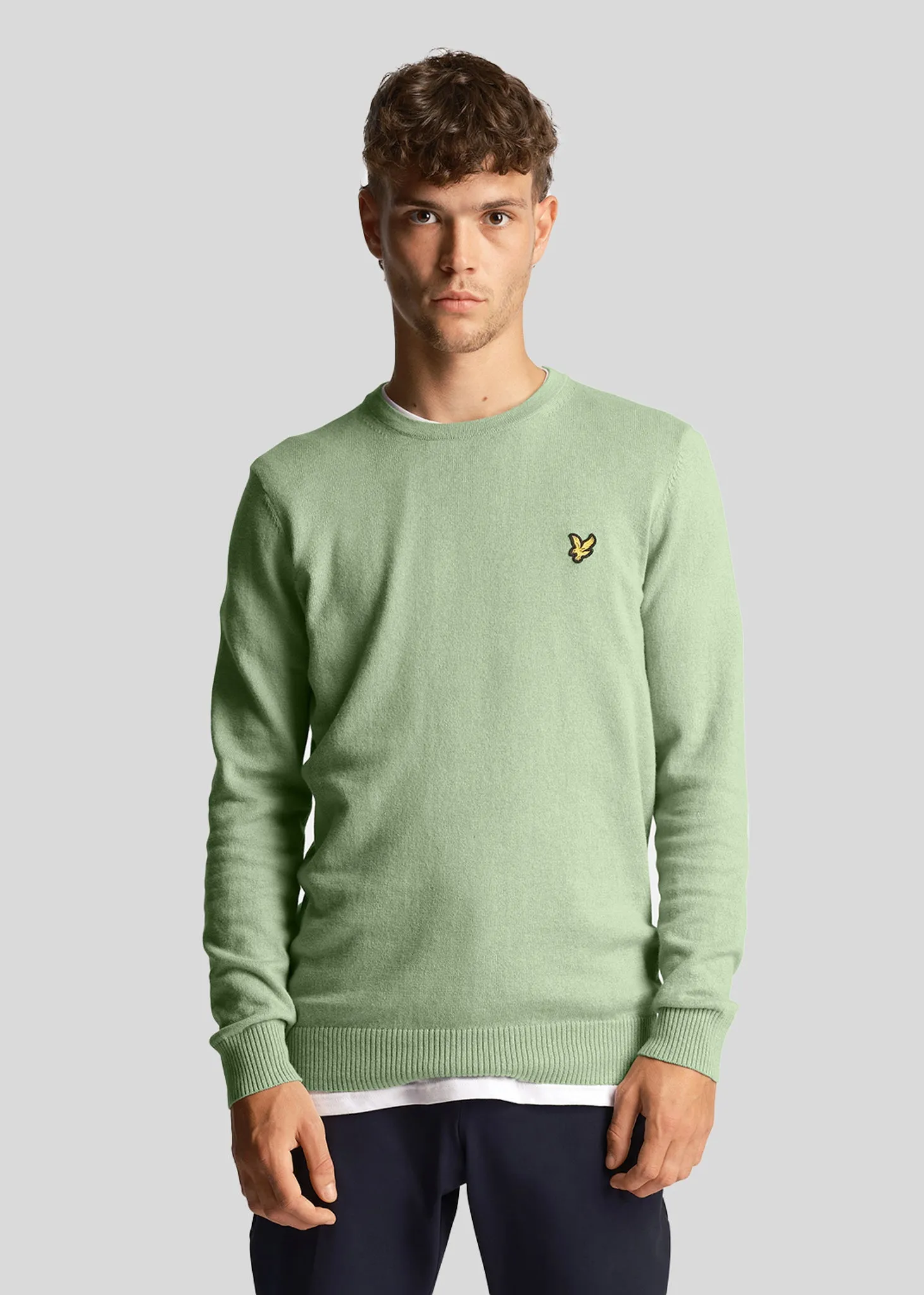 Cotton merino crew jumper - glencoe green