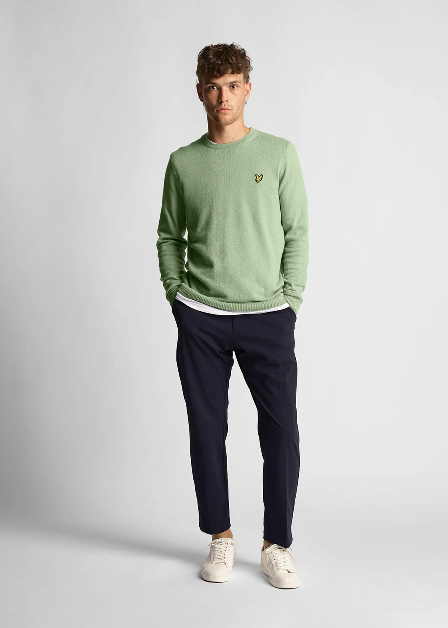 Cotton merino crew jumper - glencoe green