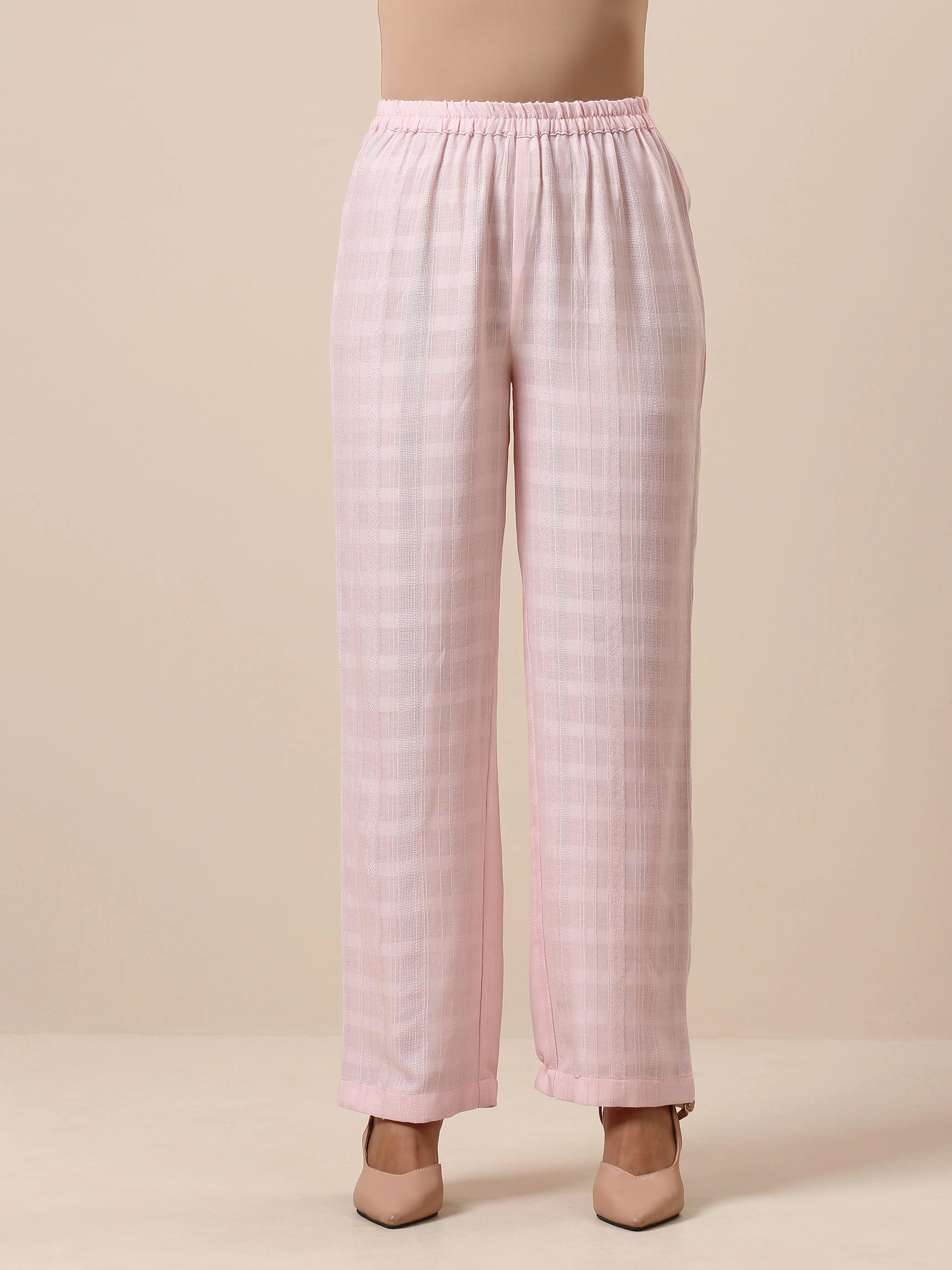 Cotton Rose Pink Flared Kurta Pant Set