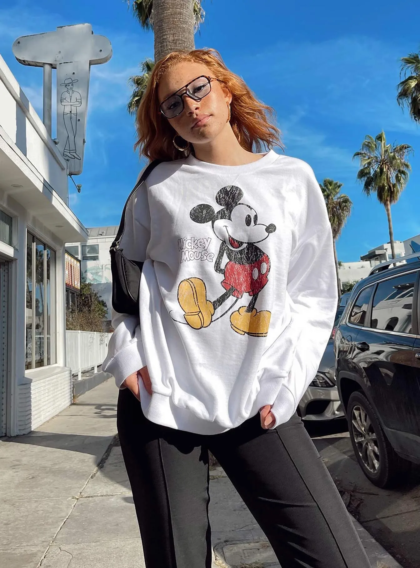 Disney Vintage Mickey Mouse Sweater White