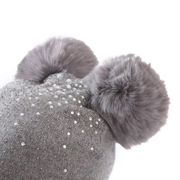 Double Pompom Sparkle Bobble Hat