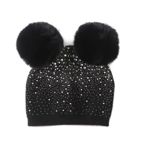 Double Pompom Sparkle Bobble Hat