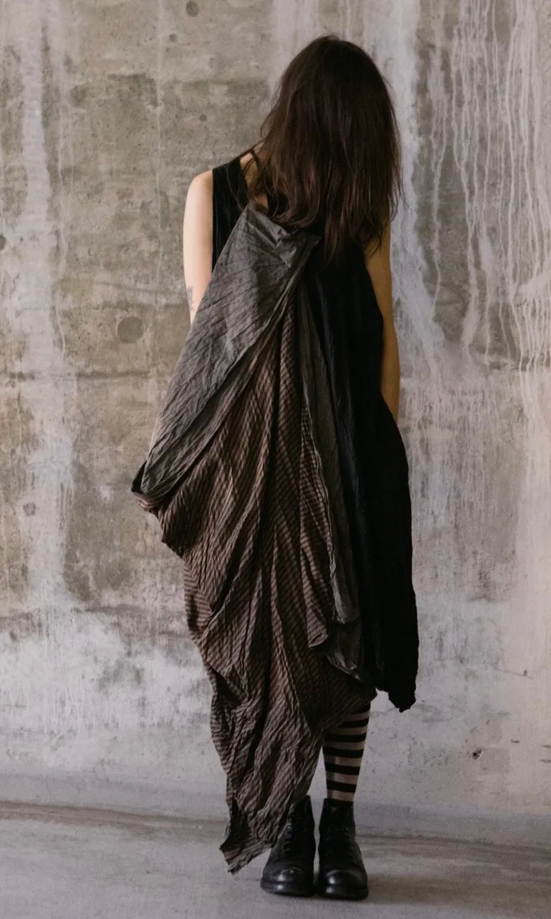 DRAPED FRONT SILK DRESS