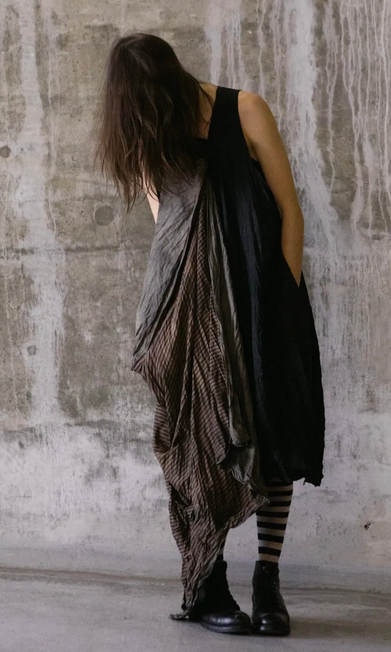 DRAPED FRONT SILK DRESS