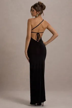 Dressing Up | Black One Shoulder Maxi Dress With Open Back Detail