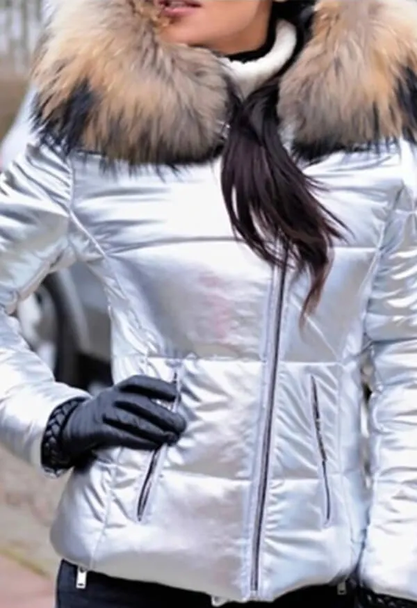 Dunnmall Fashion Solid Color Thick Fur Collar Down Jacket