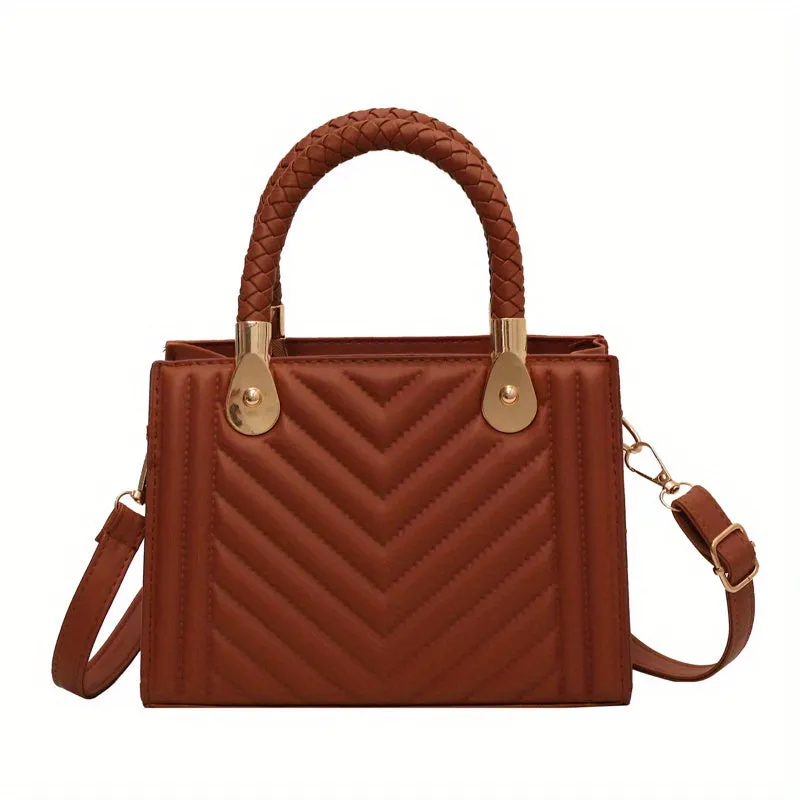 Elegant Quilted Square Bag  Minimalist Shoulder Satchel for Women