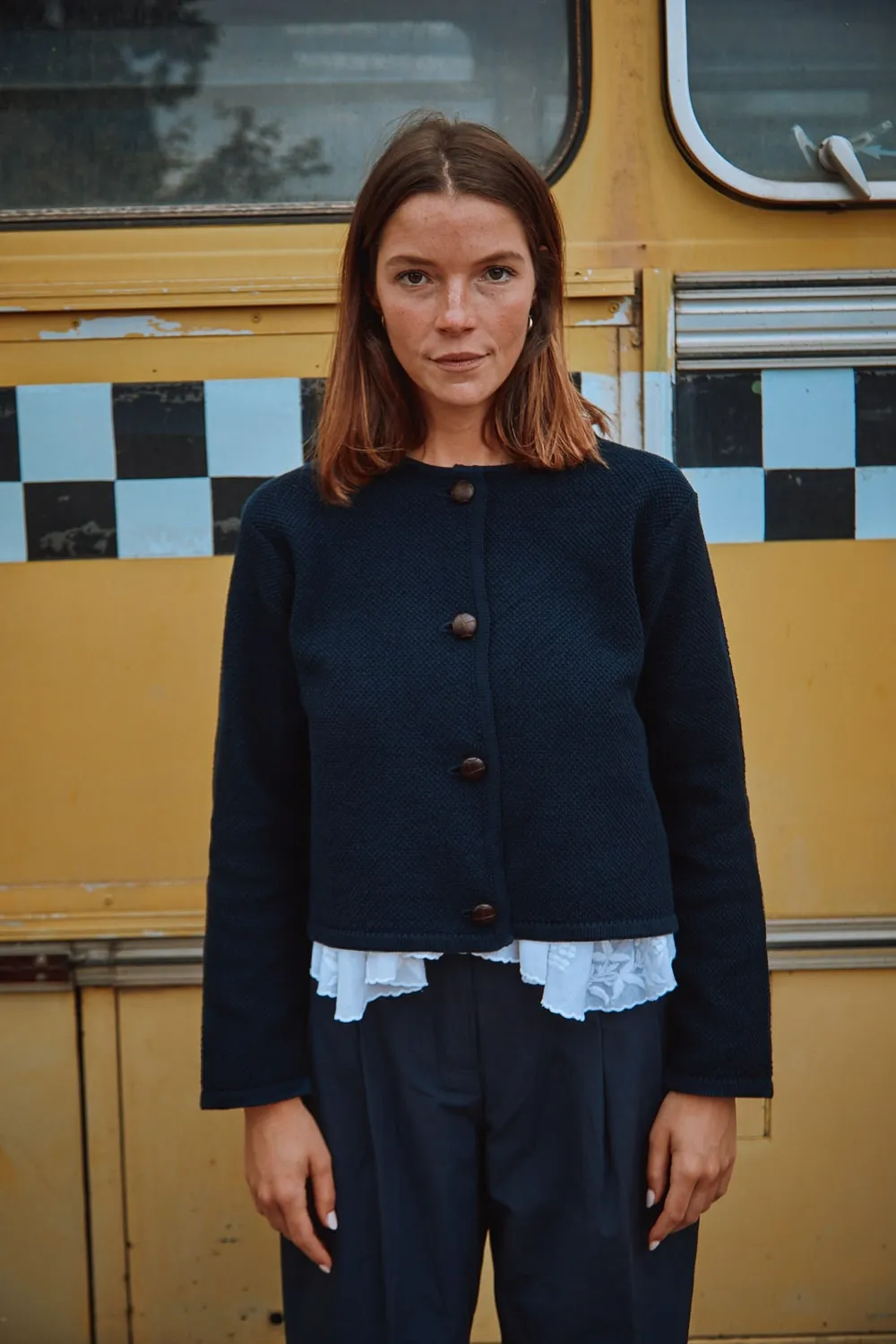 EMILIE Short Jacket in Organic Cotton - Navy