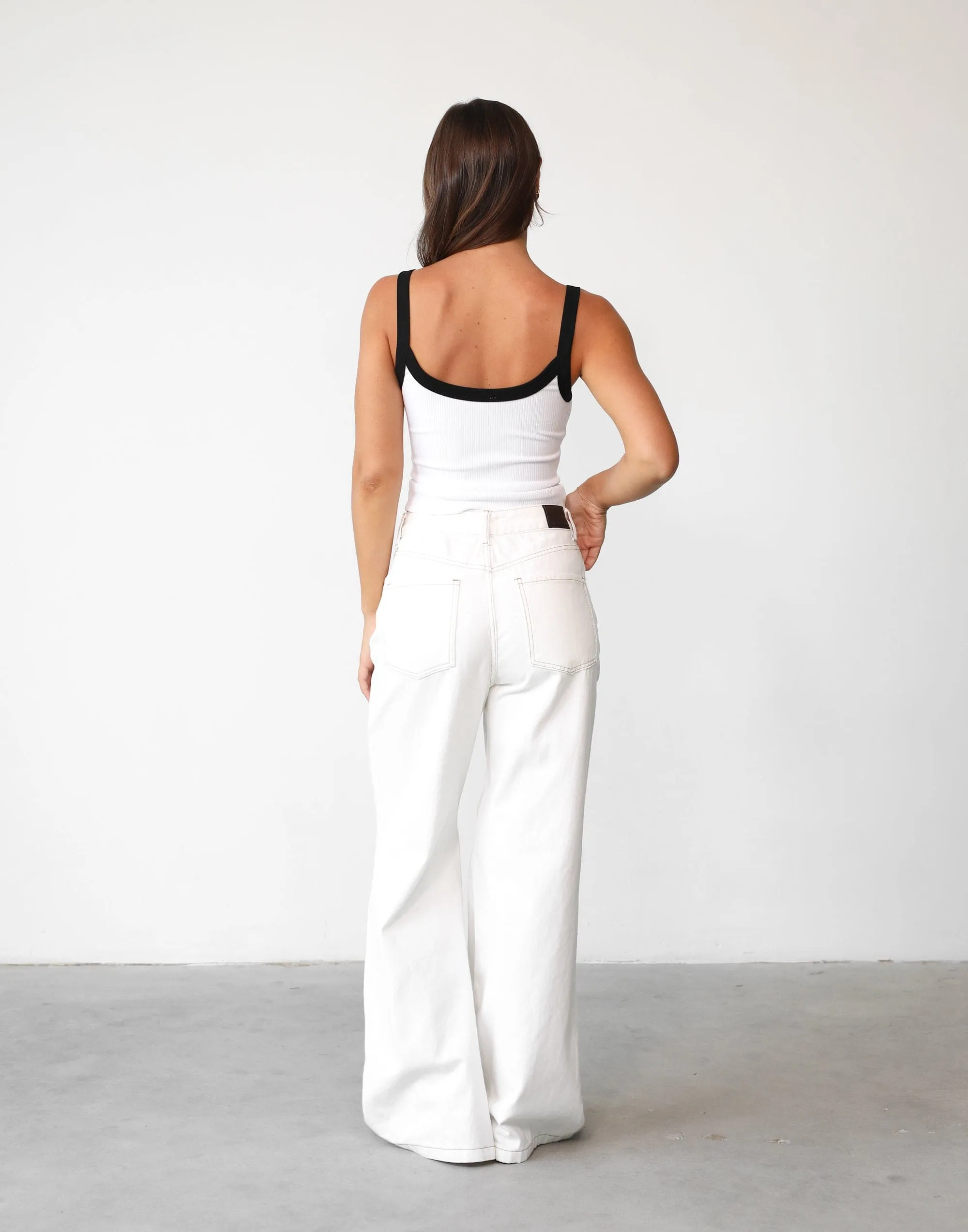 Ethan Wide Leg Jeans (Off White)