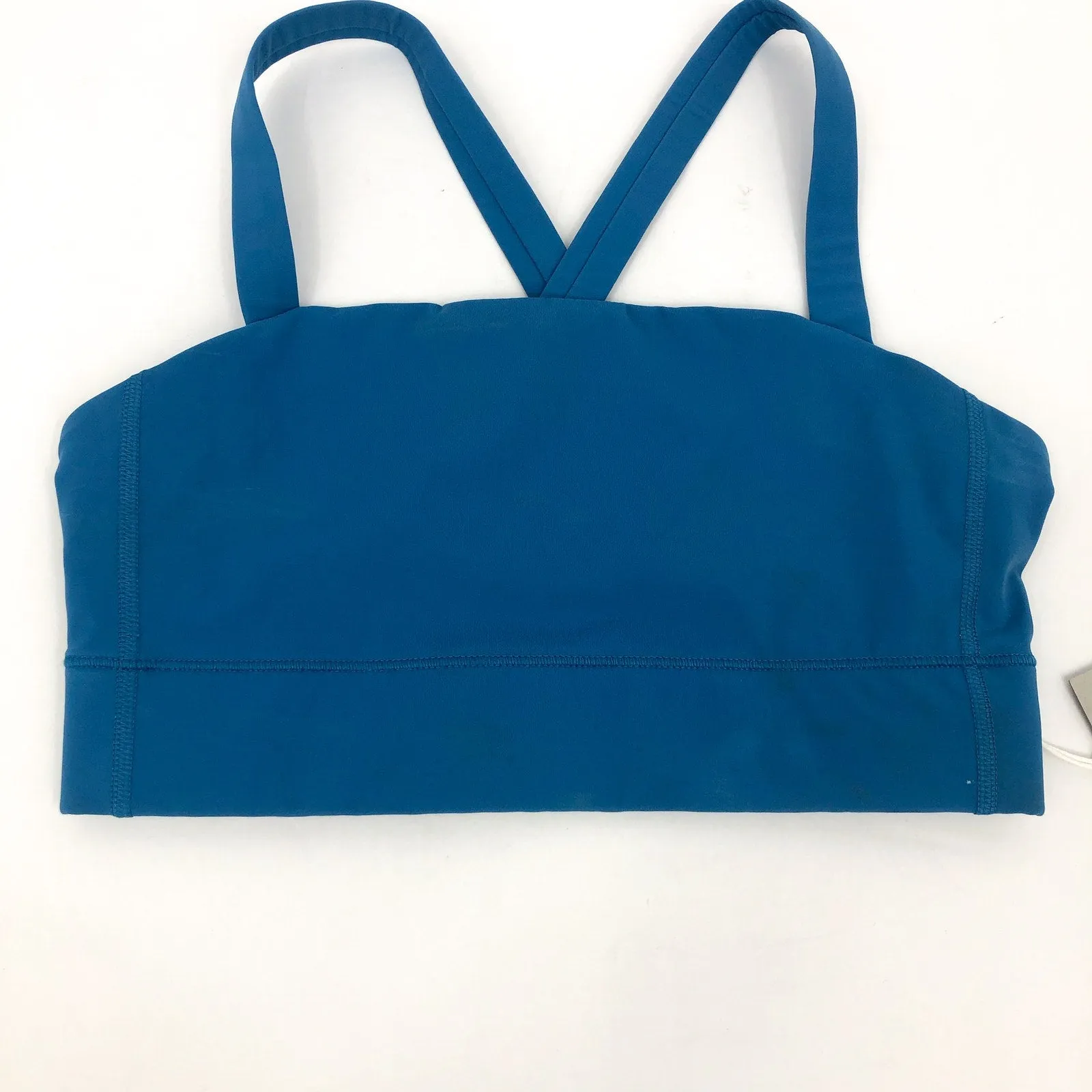 EVERLANE Women's The Perform Crop Top S Blue Criss-Cross Sports Bra NWT