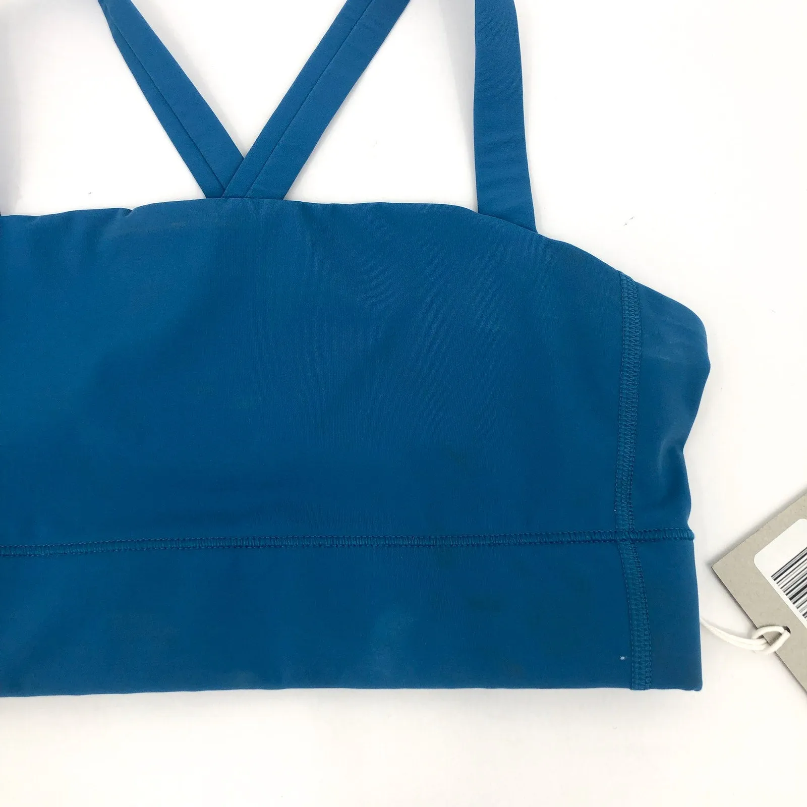 EVERLANE Women's The Perform Crop Top S Blue Criss-Cross Sports Bra NWT