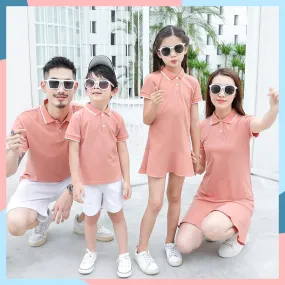 Family matching outfits summer Polo shirt mother, daughter, father, son turn down collar family clothes