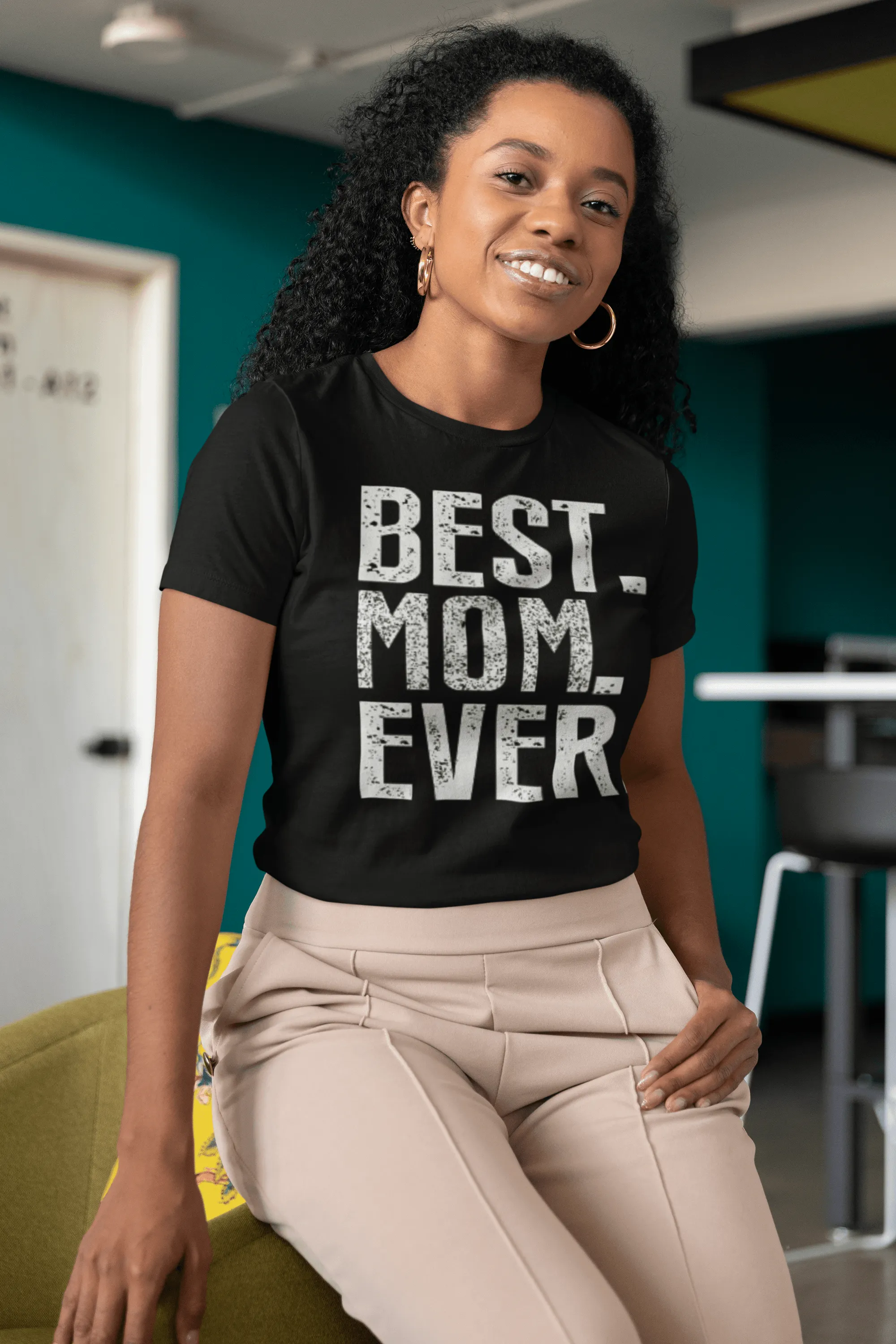 Family T-shirt Best Mom Ever Short Sleeve Ultra Soft Cotton Unisex Crew Neck Top