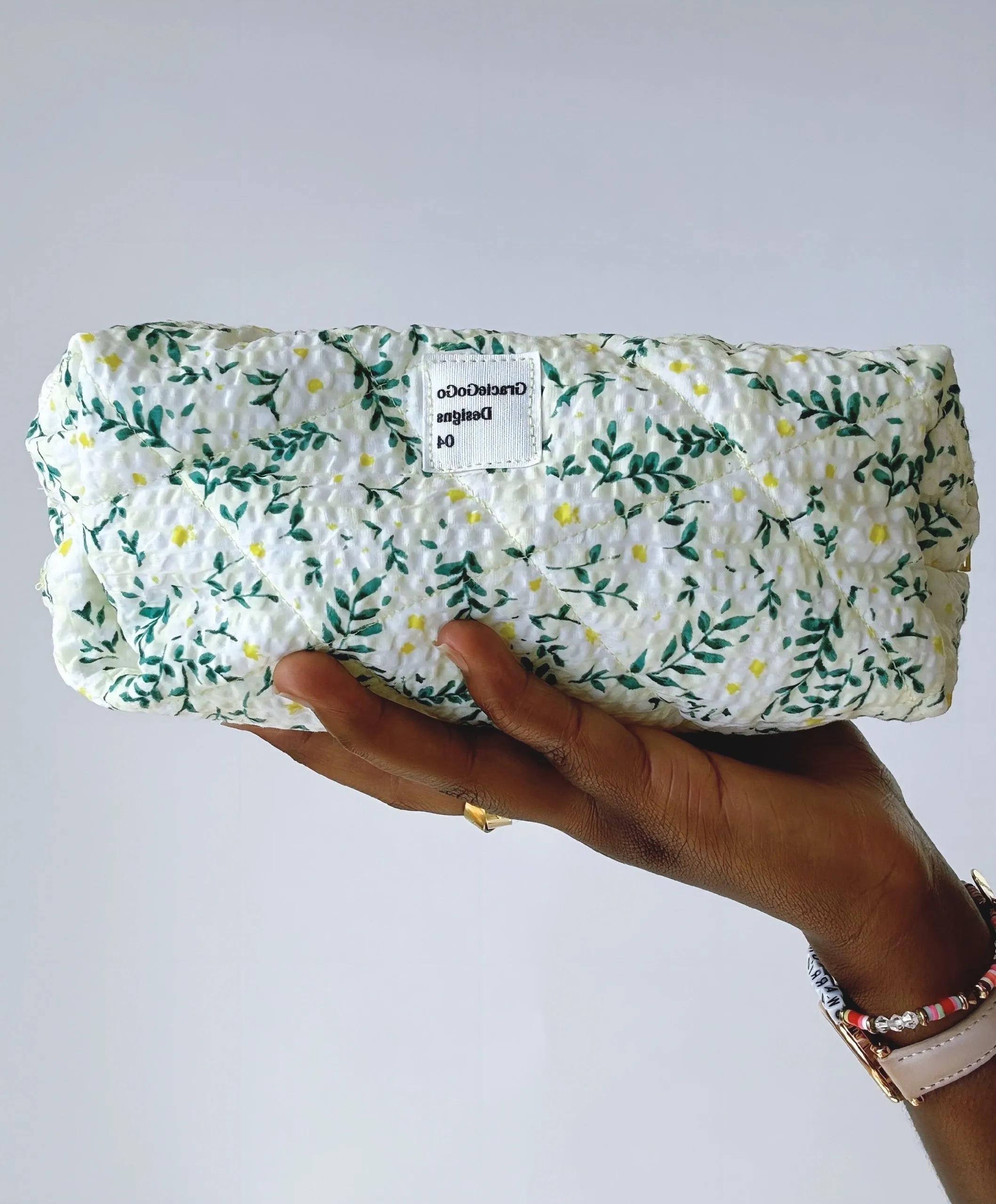 Floral Quilted Makeup Bag