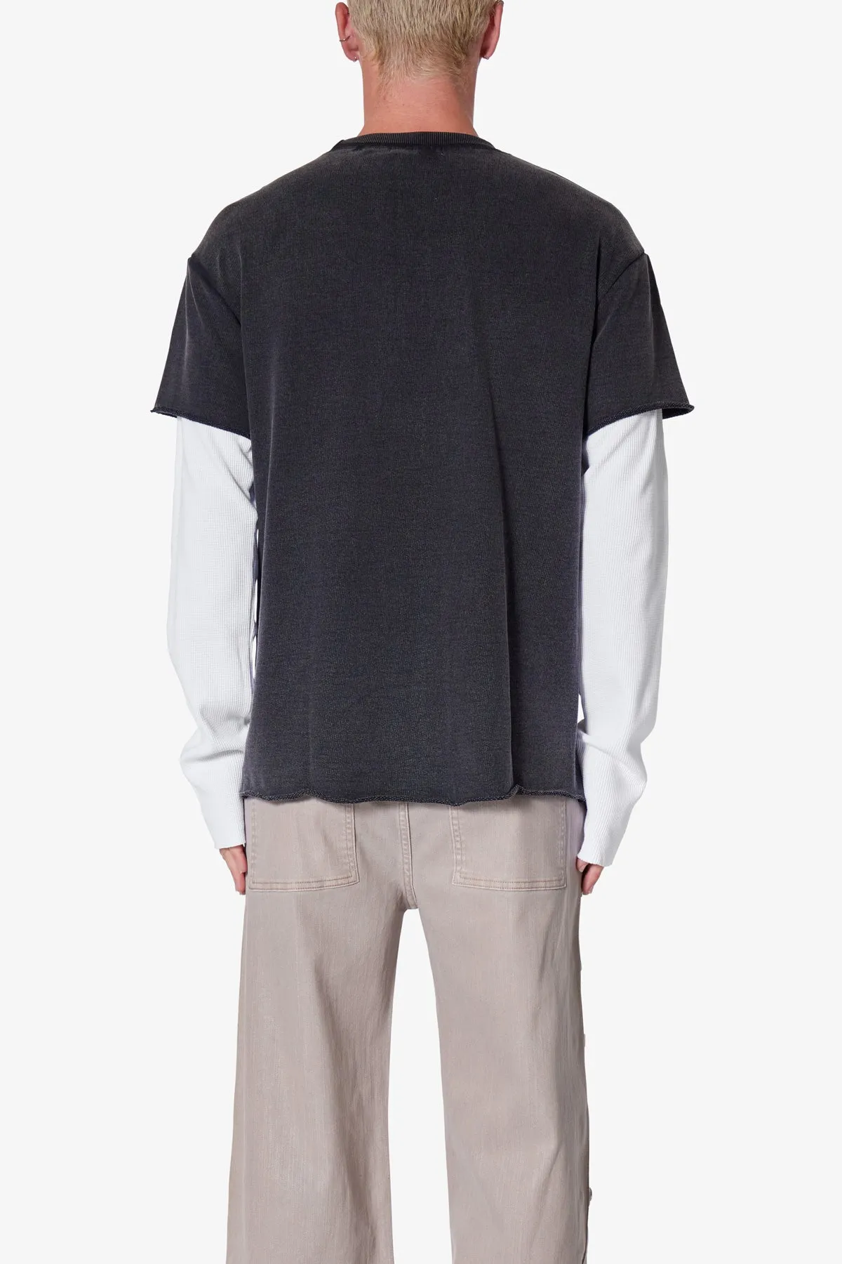 French Terry Double Layer Thermal L/S Tee - Washed Black