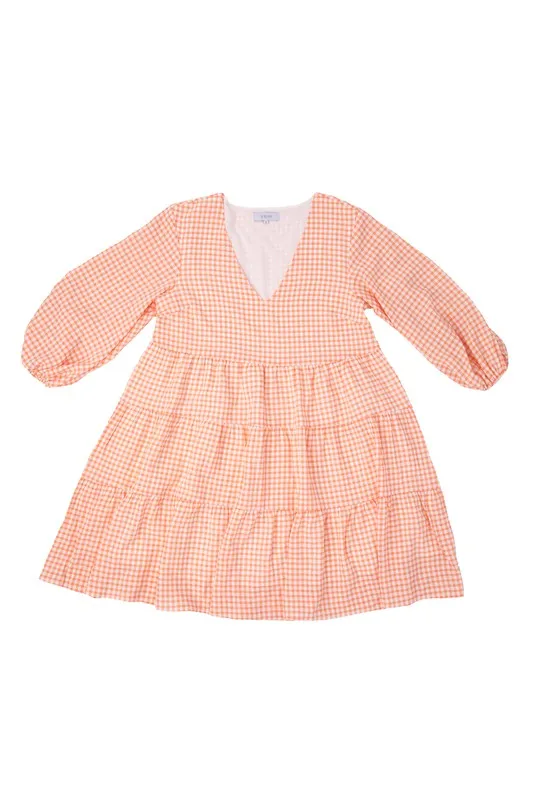 Gingham checked tiered dress