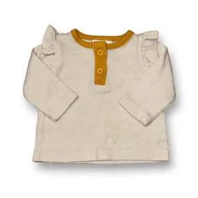 Girls Nicole Miller Size 3-6 Months Beige Thermal Ruffle Shirt