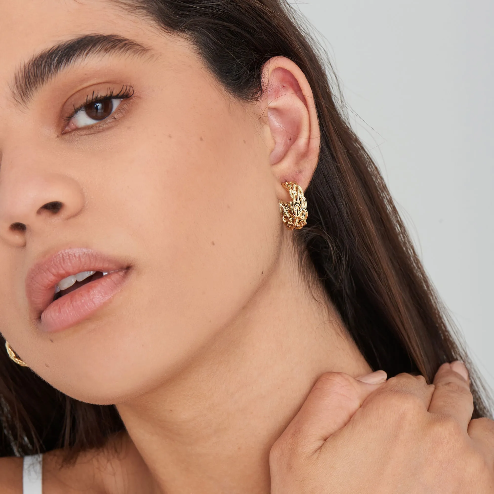 Gold Rope Chunky Hoop Earrings