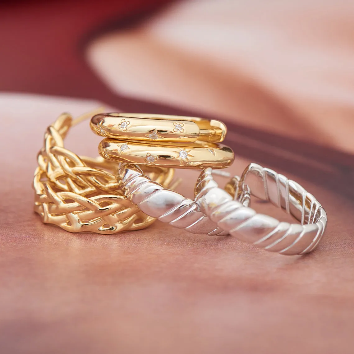 Gold Rope Chunky Hoop Earrings