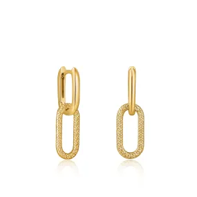 Gold Rope Oval Drop Earrings