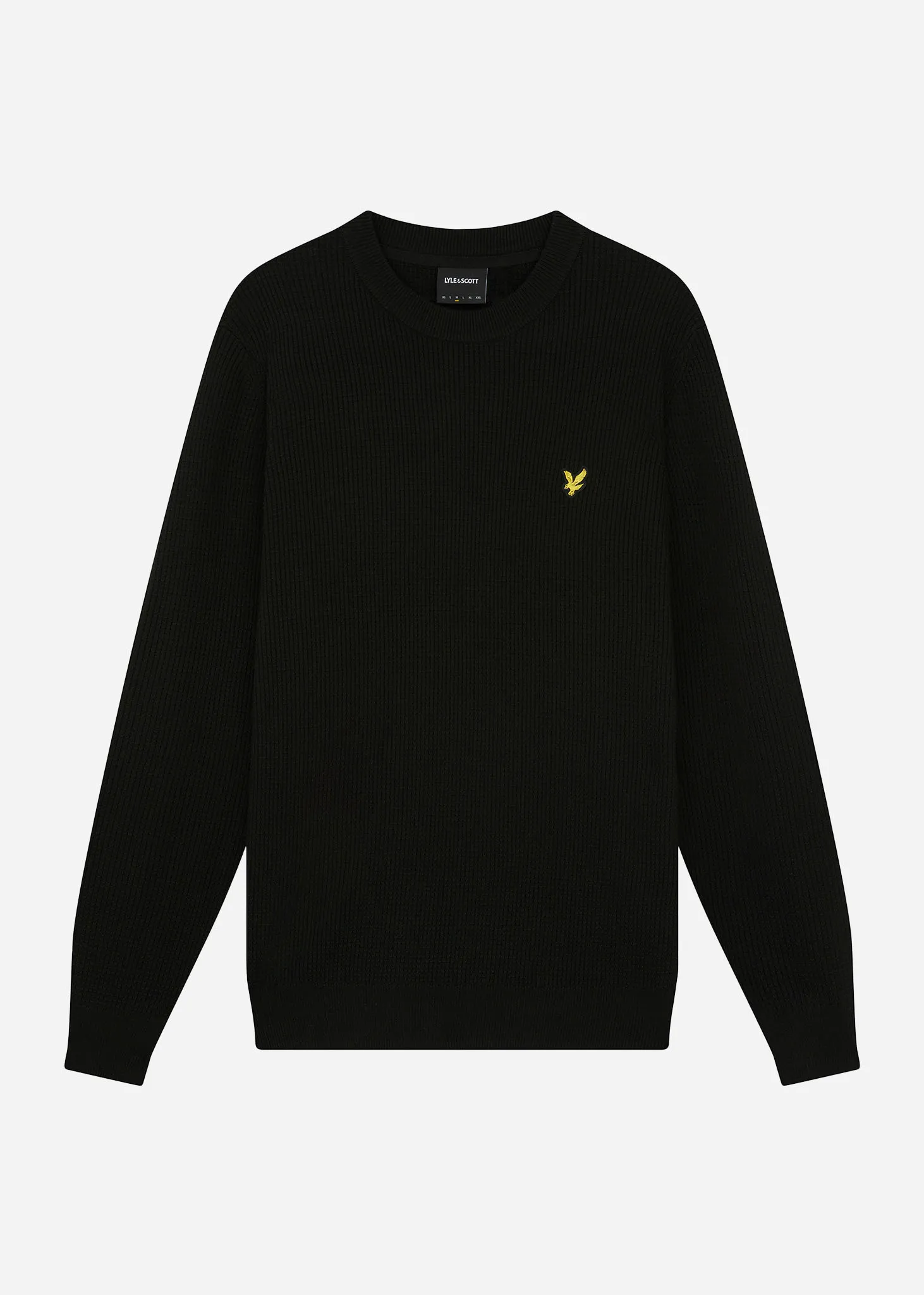 Grid knit crew neck jumper - jet black