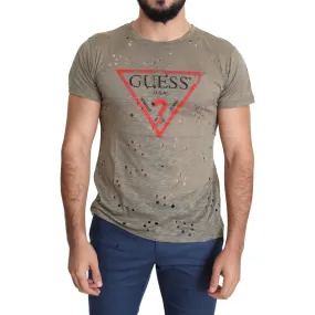 Guess Chic Brown Cotton Stretch Tee