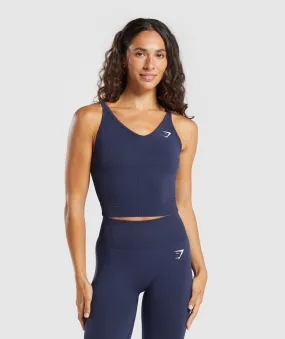 Gymshark Vital Seamless Midi Tank - Heavy Blue/ Marl