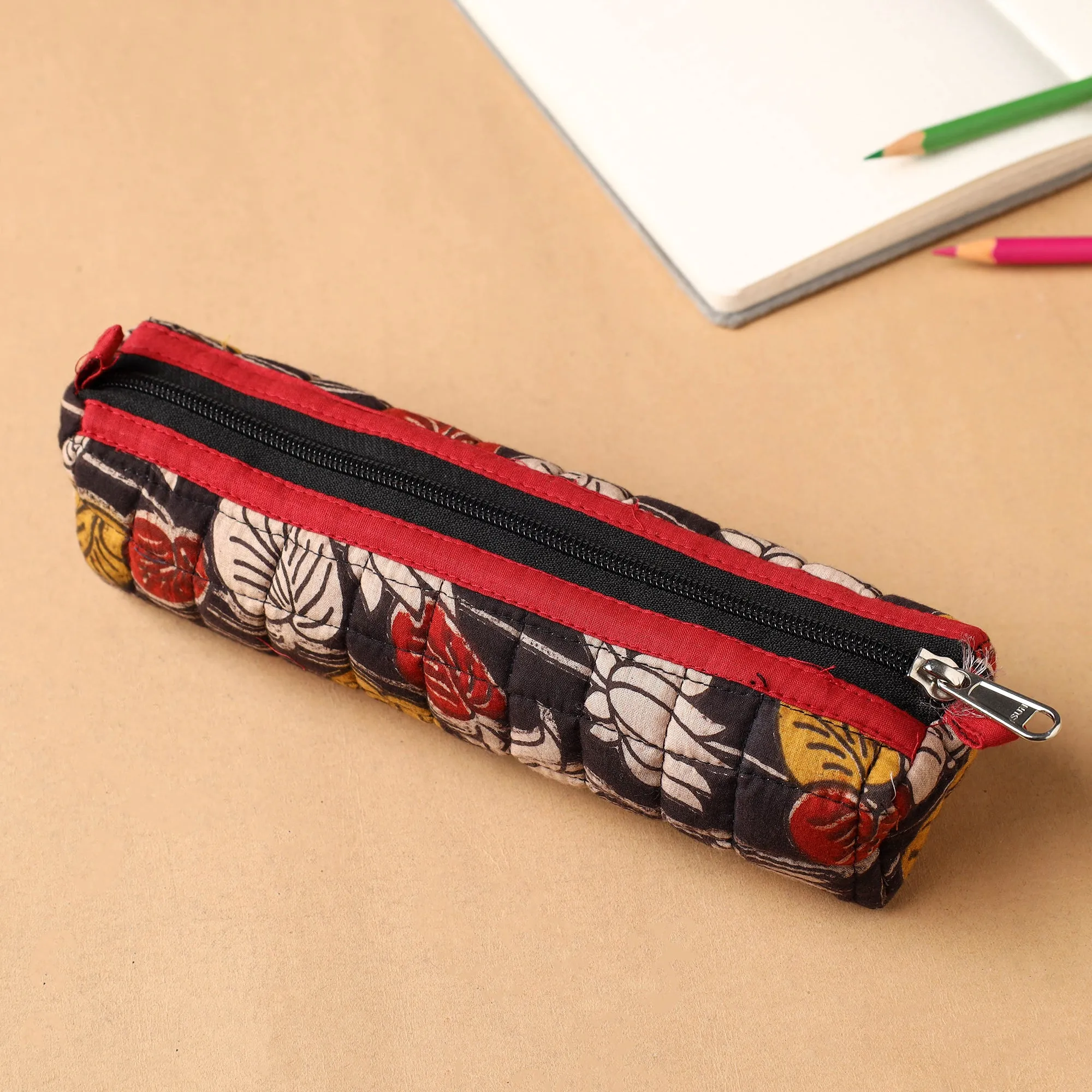 Handcrafted Quilted Cotton Multipurpose Pencil Pouch 11