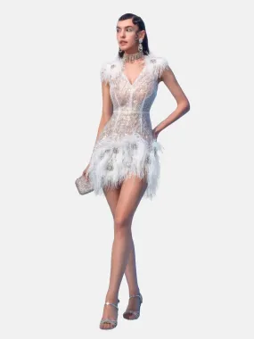 Handmade Ostrich Feather Short Gown