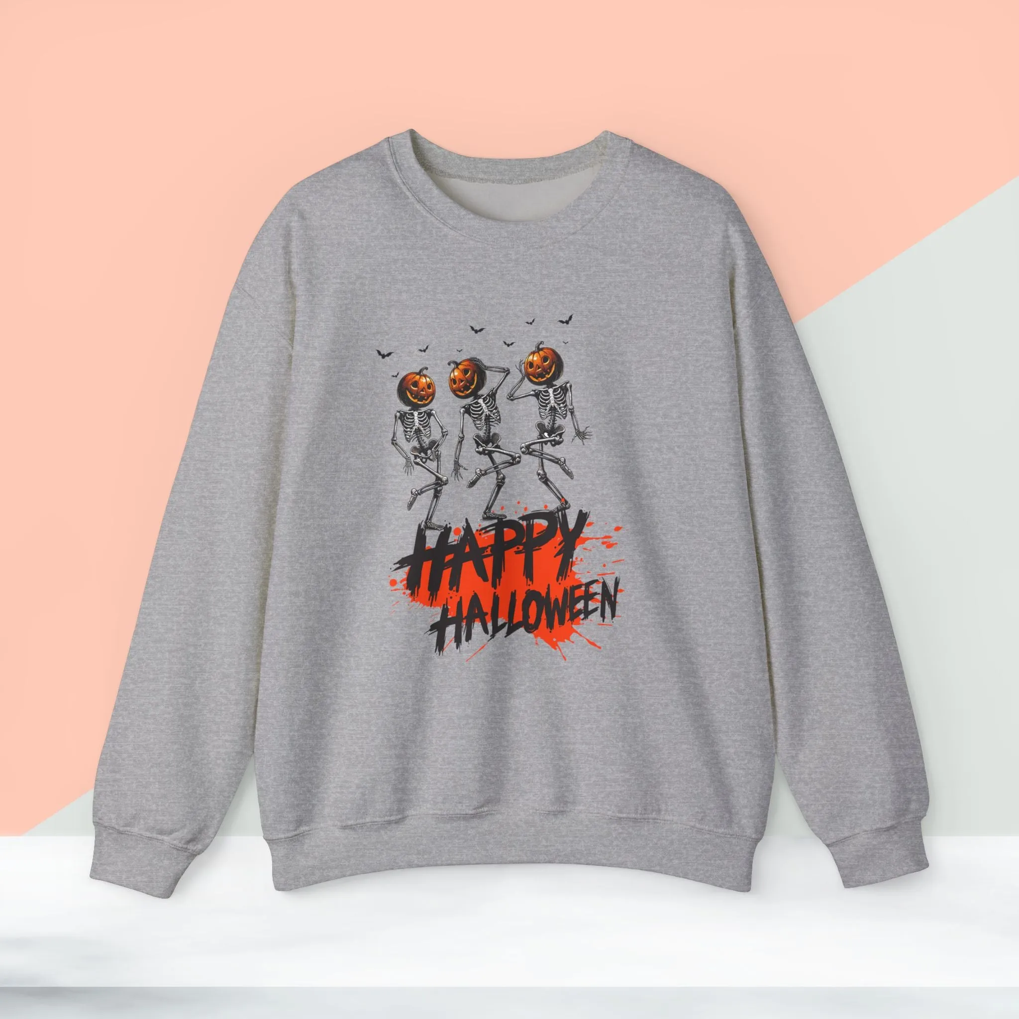 Happy Halloween Skeleton Sweatshirt, Happy Halloween Sweatshirt - Unisex Heavy Blend Crewneck, Halloween Sweatshirt, Cute Spooky Ghost sweatshirt.