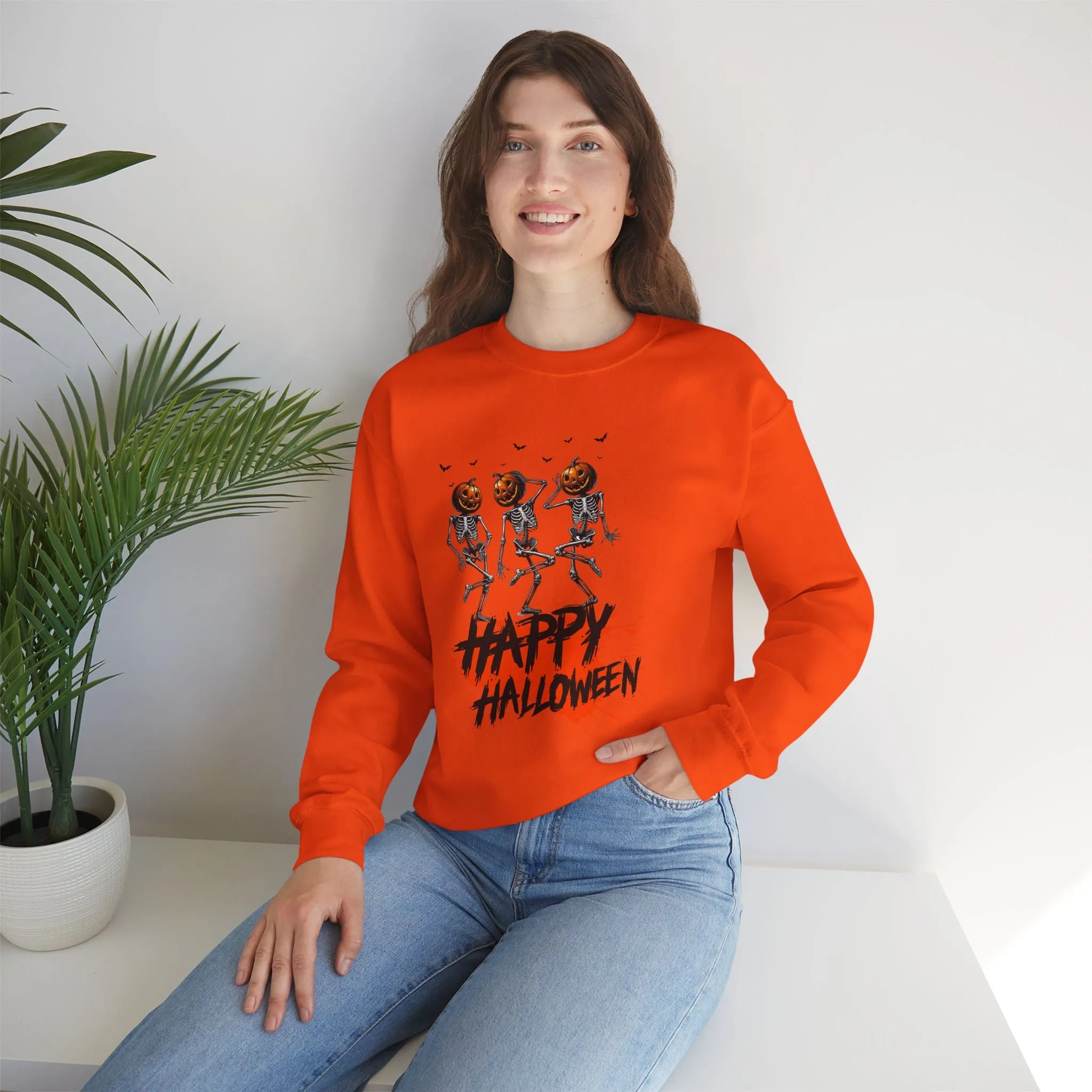 Happy Halloween Skeleton Sweatshirt, Happy Halloween Sweatshirt - Unisex Heavy Blend Crewneck, Halloween Sweatshirt, Cute Spooky Ghost sweatshirt.