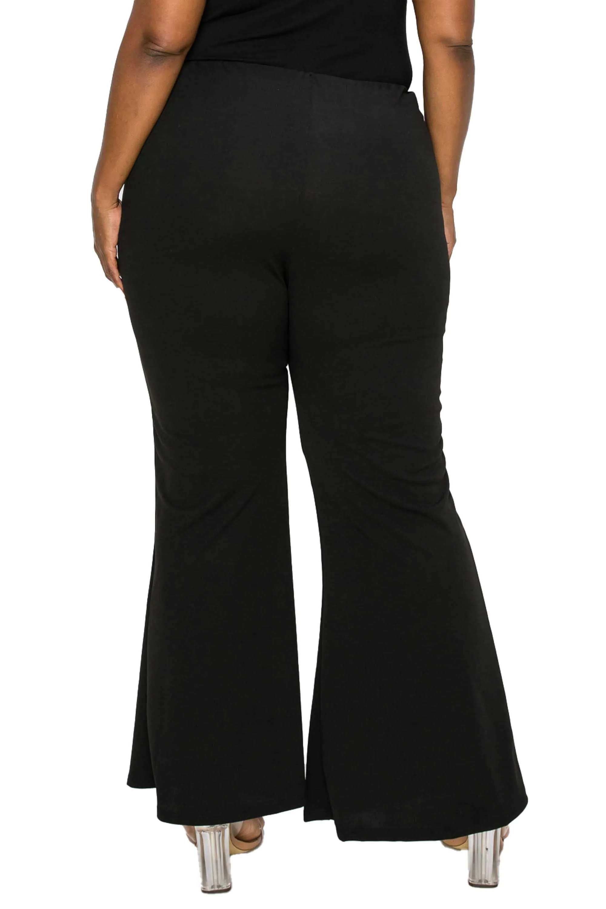 High Waisted Button Detail Flare Pants