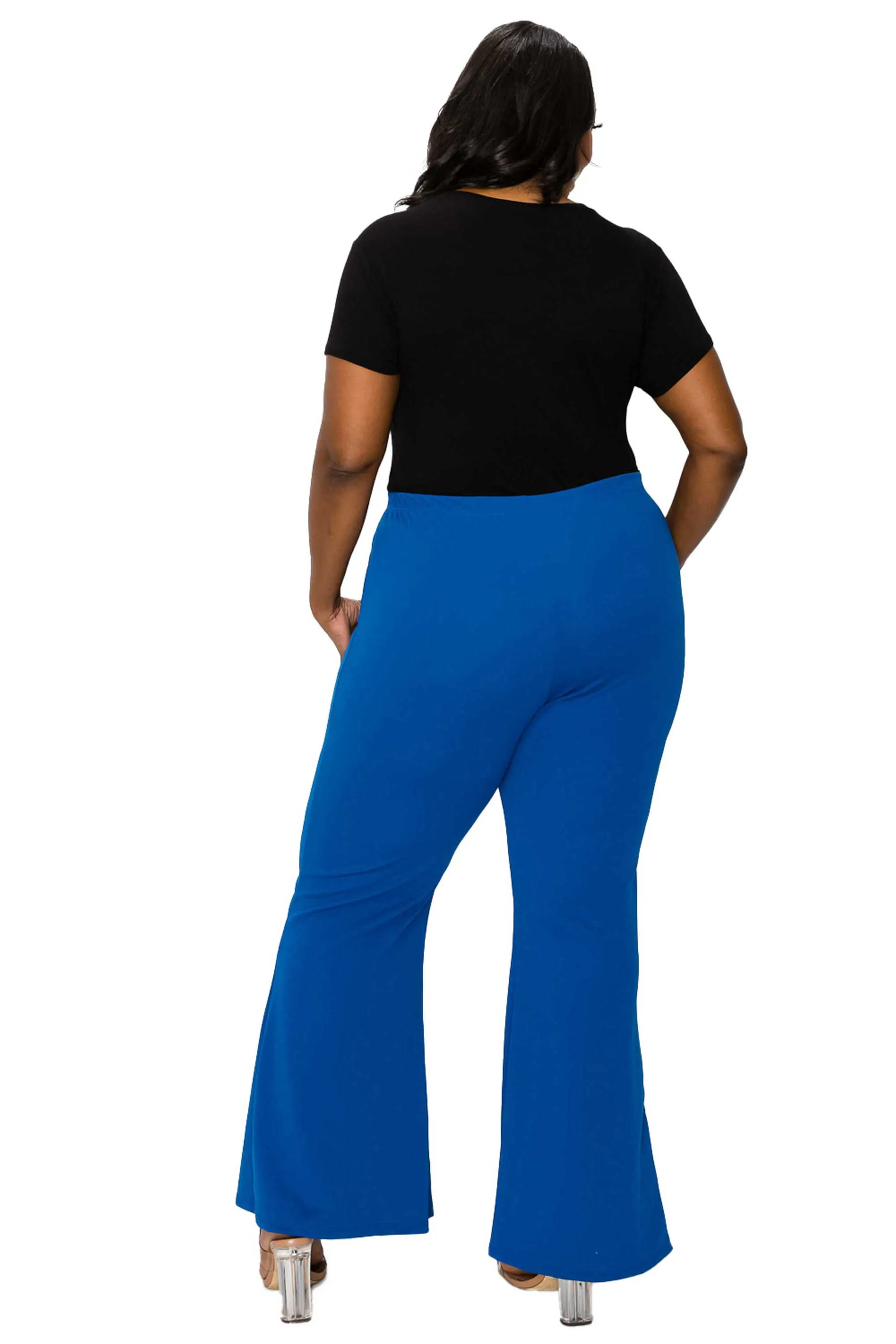 High Waisted Button Detail Flare Pants