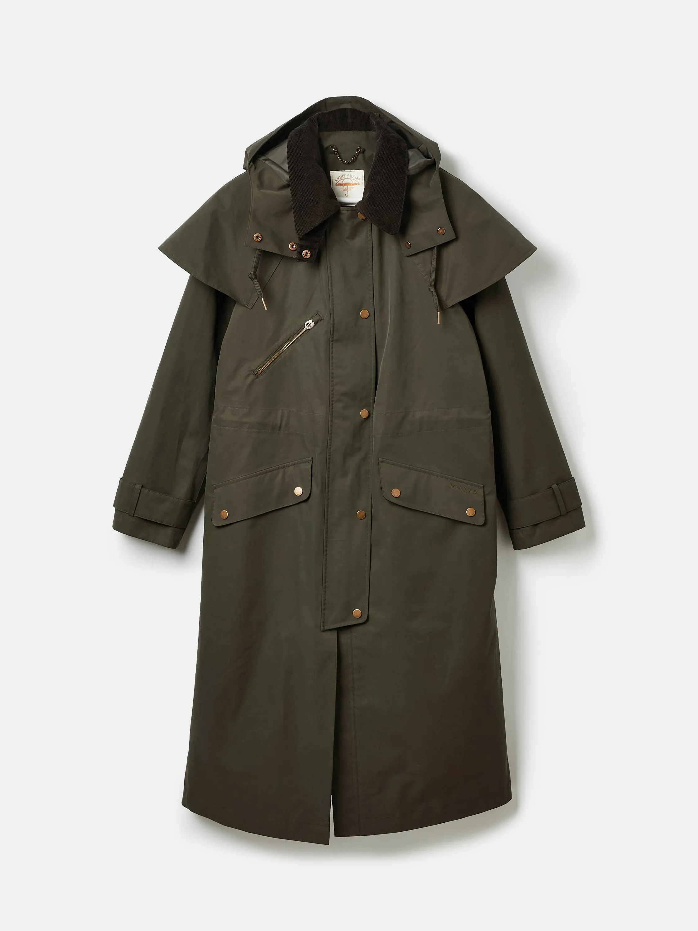 Highbridge Khaki Green Waterproof Longline Coat with Hood