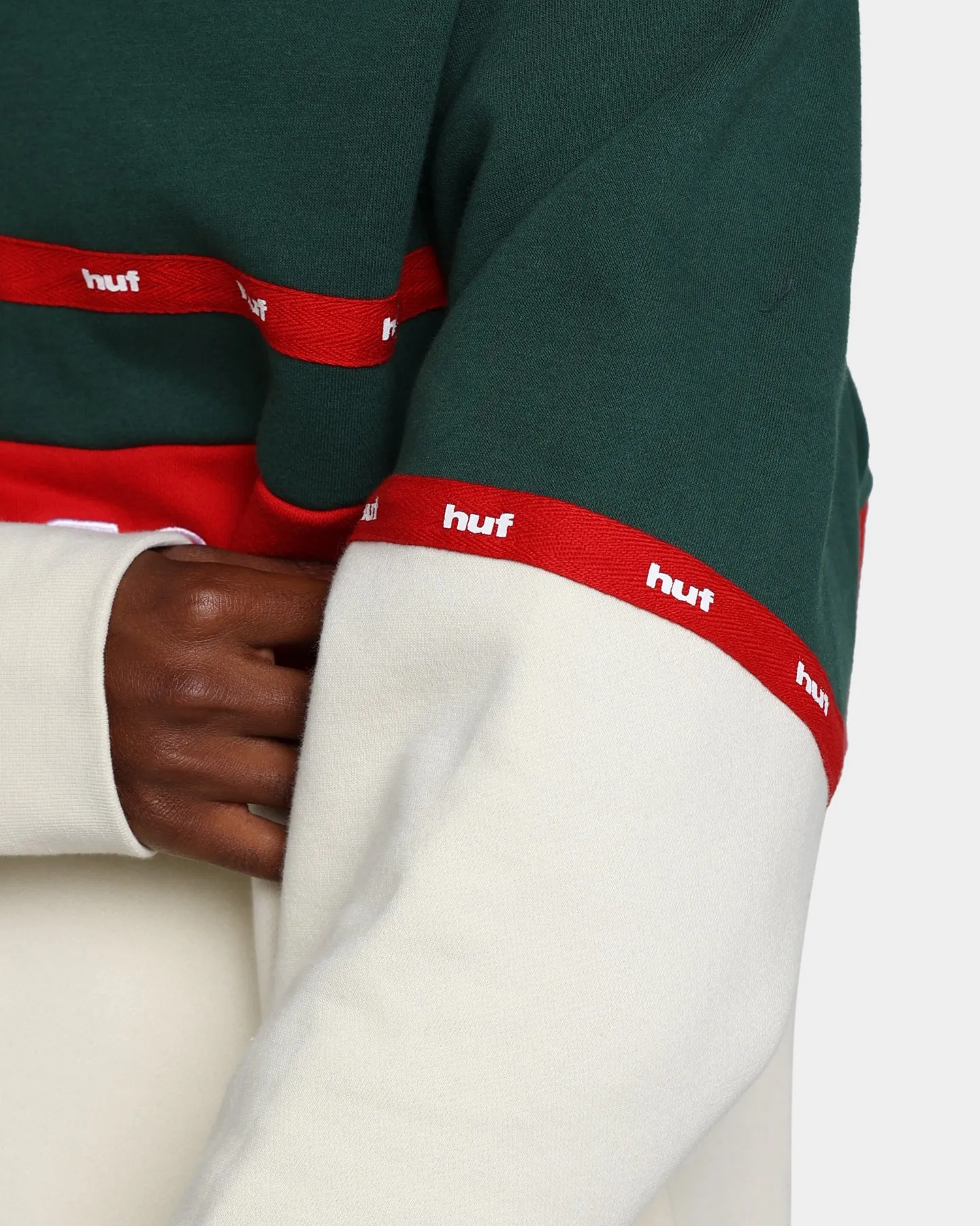 HUF Taped Fleece Quarter Zip Off White