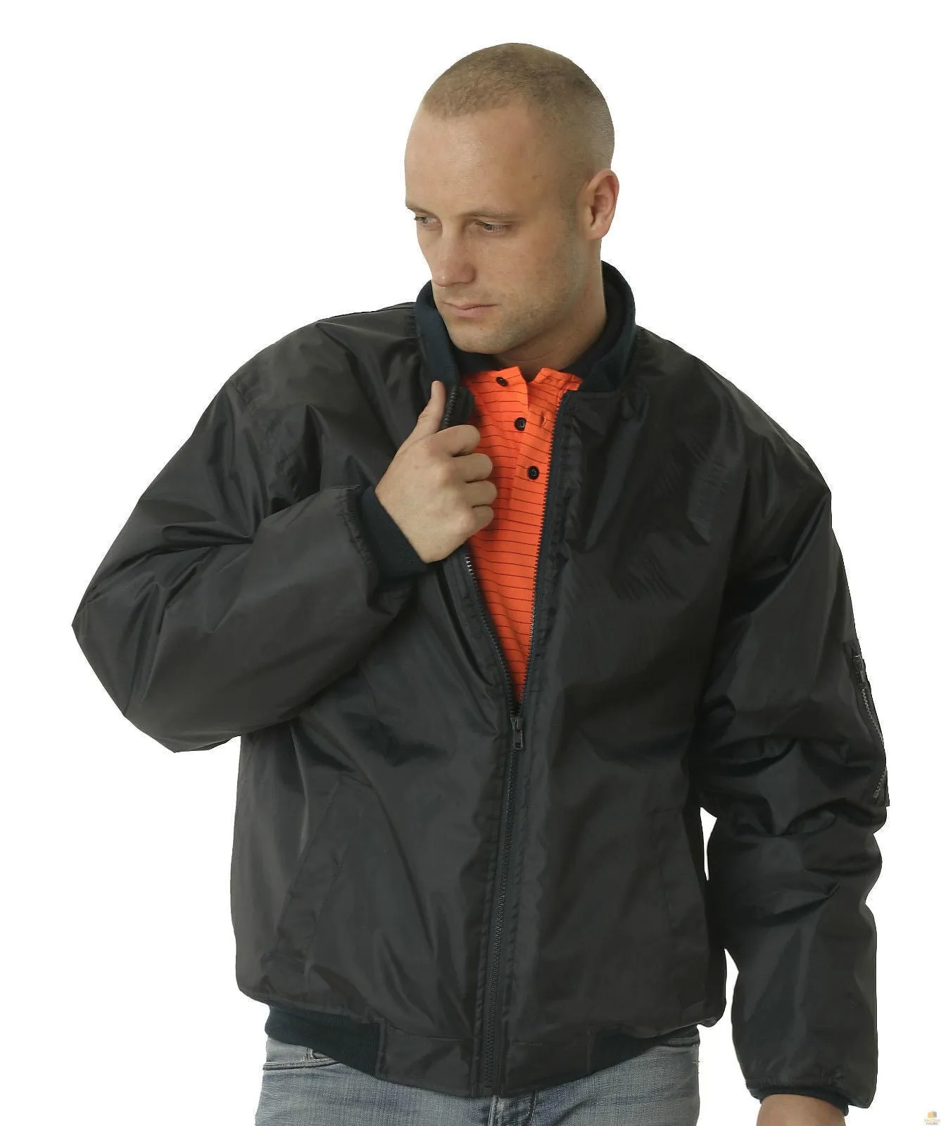 HUSKI Mens Quilted Combat Bomber Waterproof Jacket Windproof Workwear Coat - Navy - 4XL