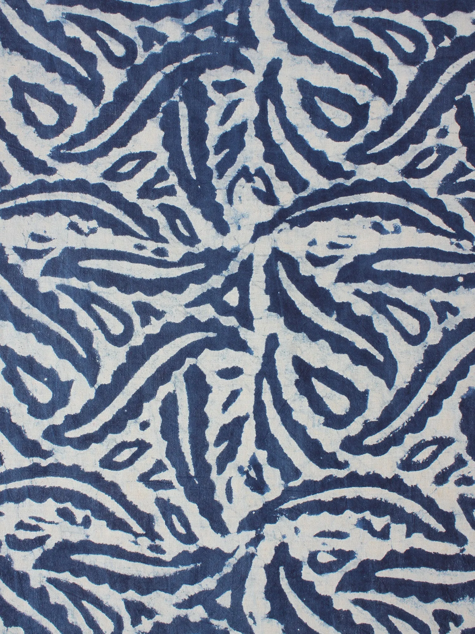 Indigo and White Color Natural Dyed Hand Block Printed Cotton Fabric Per Meter - F0916204