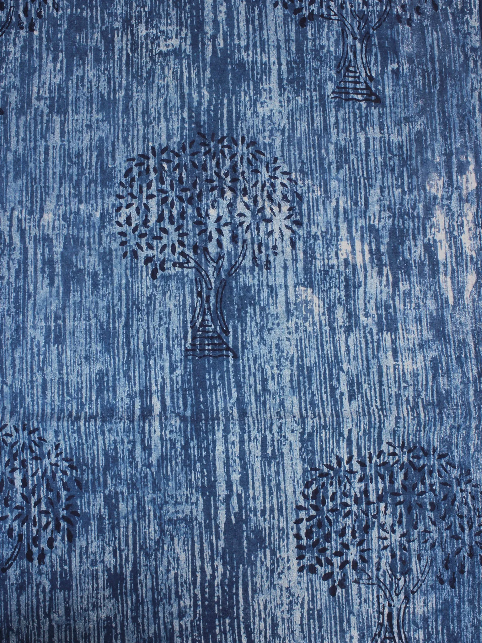 Indigo Blue Natural Dyed Hand Block Printed Cotton Fabric Per Meter - F0916298