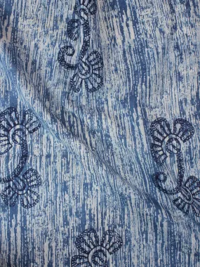 Indigo Blue Natural Dyed Hand Block Printed Cotton Fabric Per Meter - F0916300