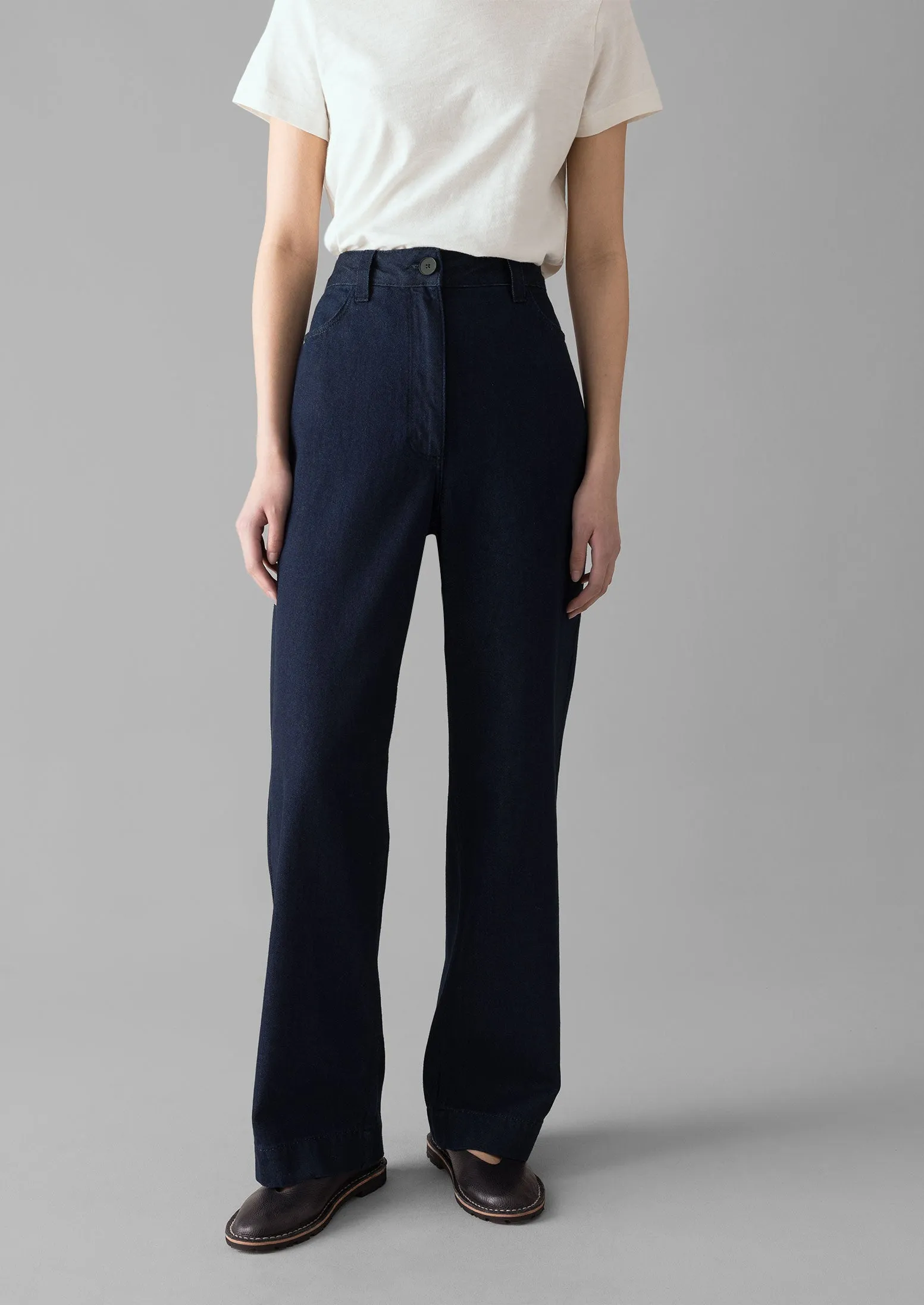 Indigo Denim Straight Leg Pants | Indigo