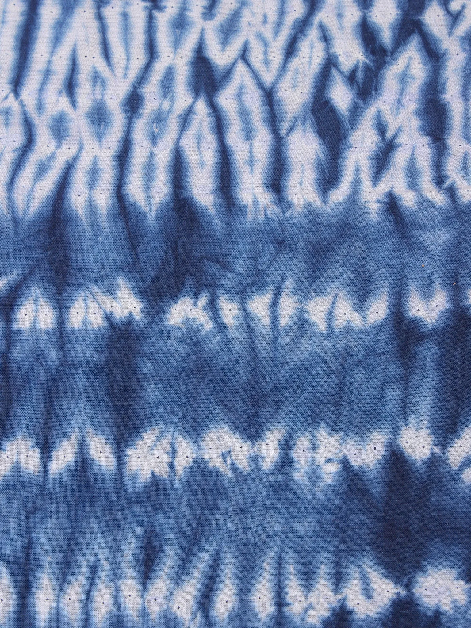 Indigo Ivory Hand Shibori Dyed Cotton Fabric Per Meter - F0916293